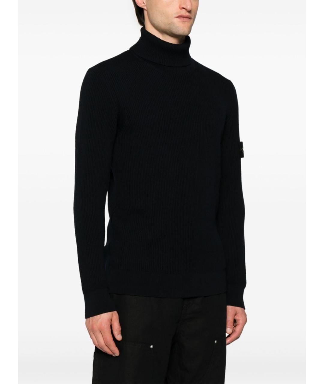 STONE ISLAND Темно-синий шерстяной джемпер / свитер, фото 4