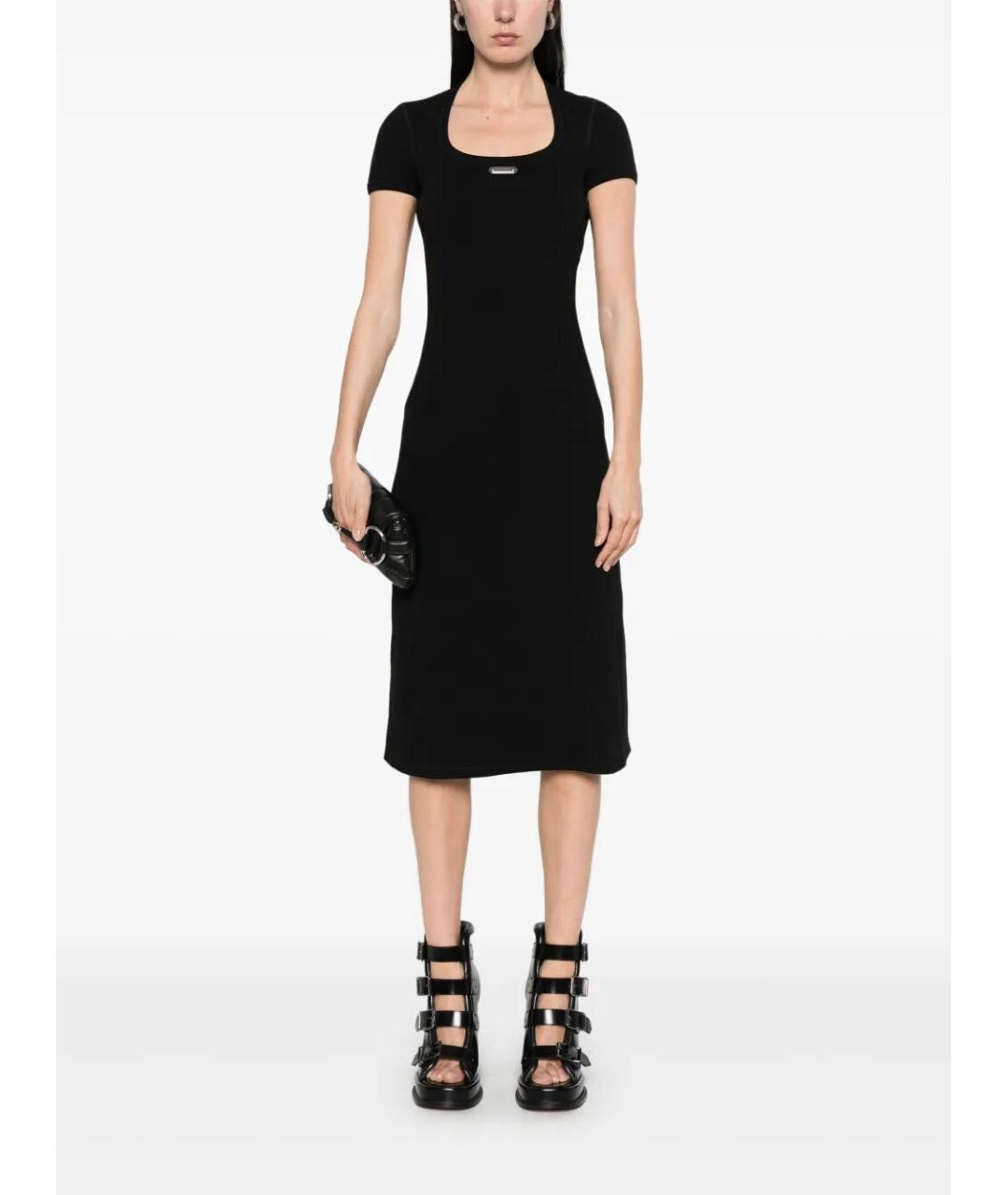 ALEXANDER MCQUEEN Черное хлопковое повседневное платье, фото 5
