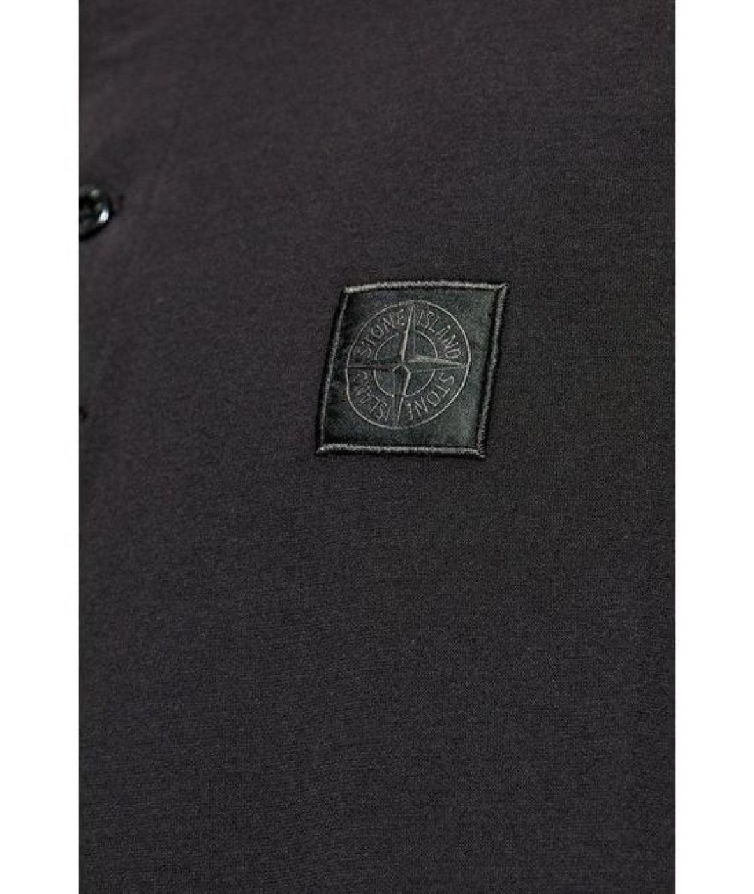 STONE ISLAND Черное хлопковое поло с коротким рукавом, фото 4
