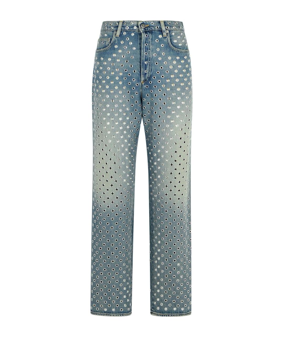 GOLDEN GOOSE DELUXE BRAND Голубые хлопковые прямые джинсы, фото 1
