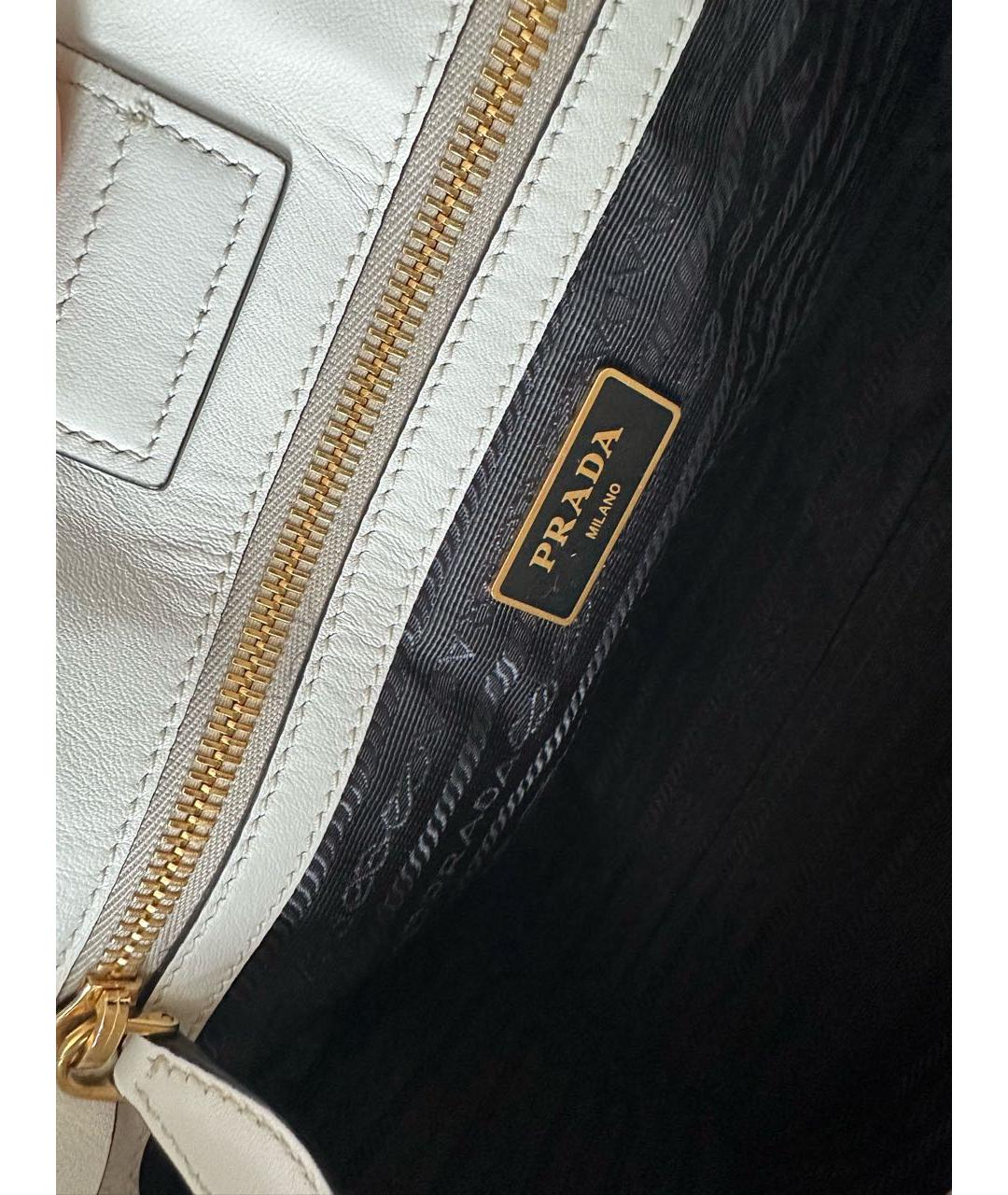 PRADA Белая кожаная сумка с короткими ручками, фото 5