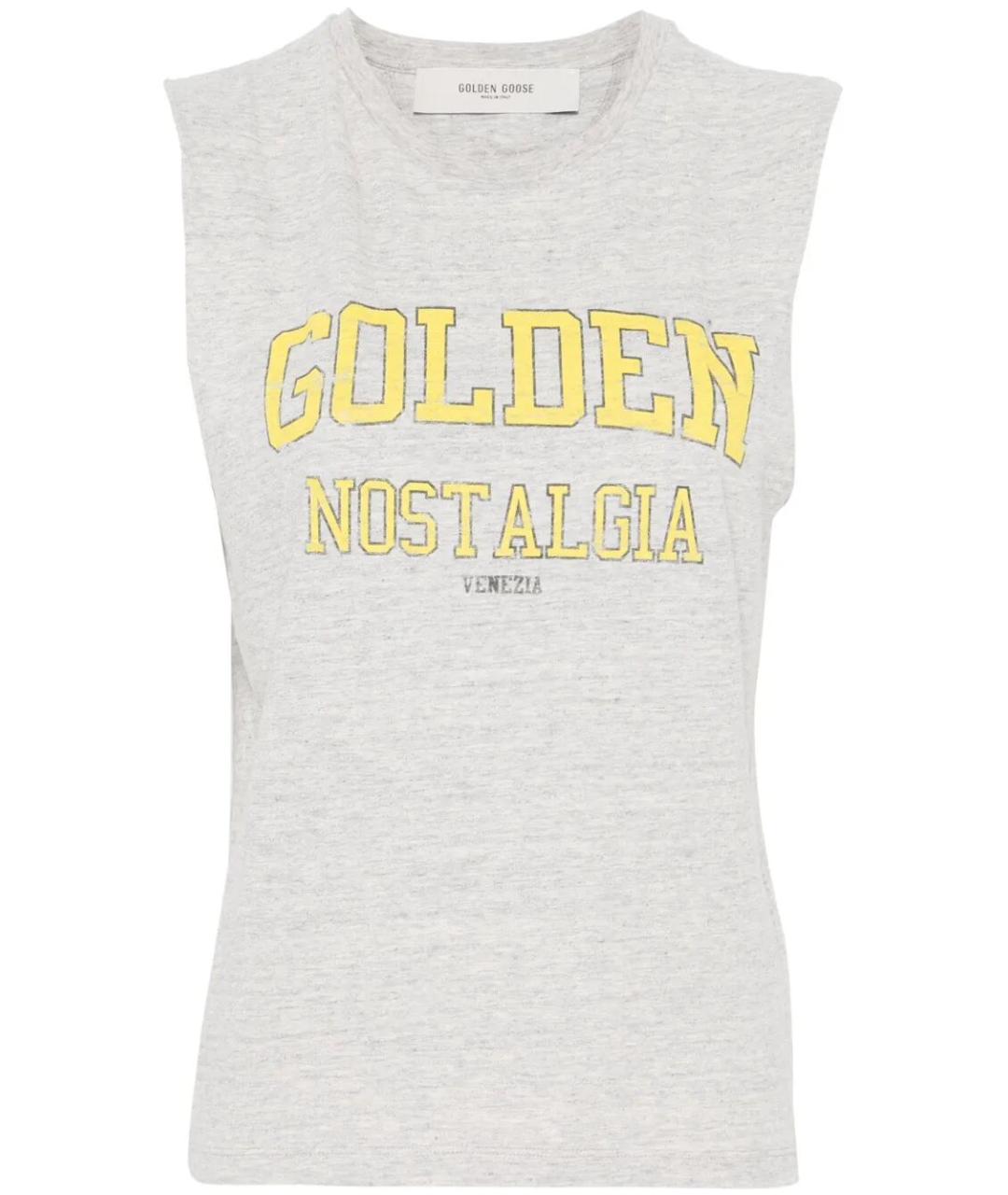 GOLDEN GOOSE DELUXE BRAND Серая хлопковая майка, фото 4