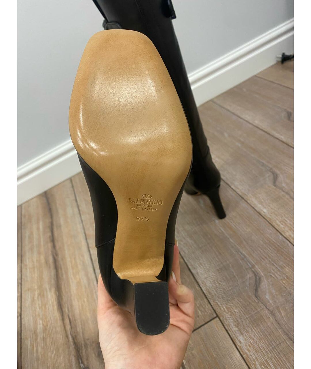 VALENTINO Черные кожаные сапоги, фото 5