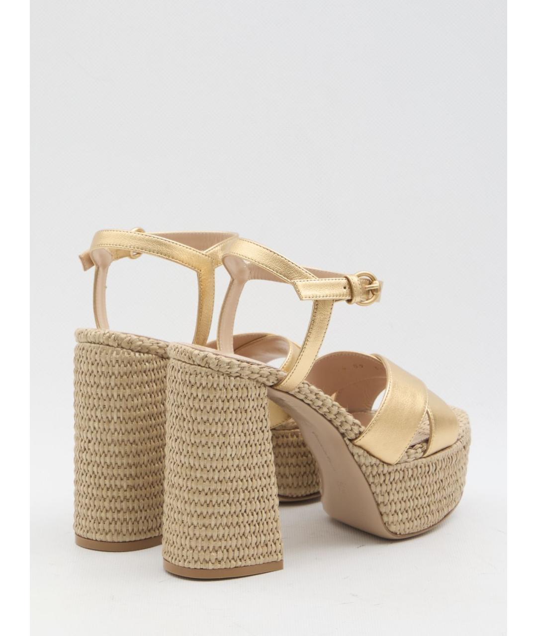 GIANVITO ROSSI Золотые кожаные босоножки, фото 3