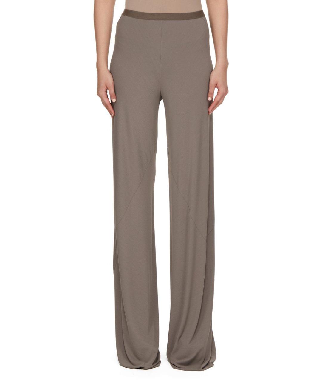 RICK OWENS Бежевые вискозные прямые брюки, фото 2