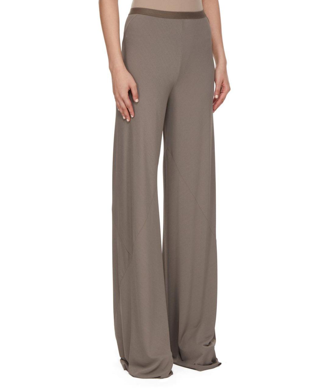 RICK OWENS Бежевые вискозные прямые брюки, фото 3