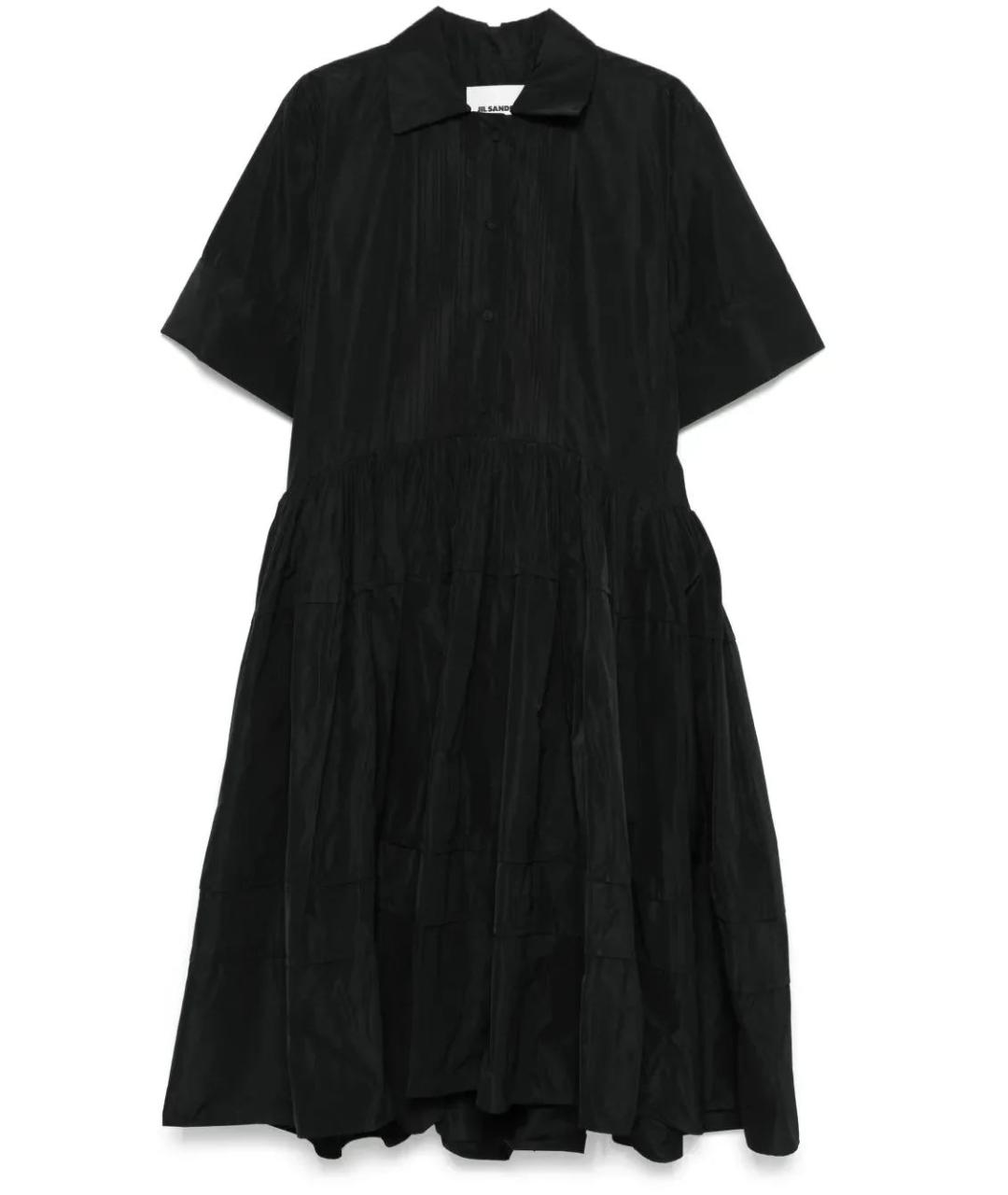 JIL SANDER Черное хлопковое повседневное платье, фото 1
