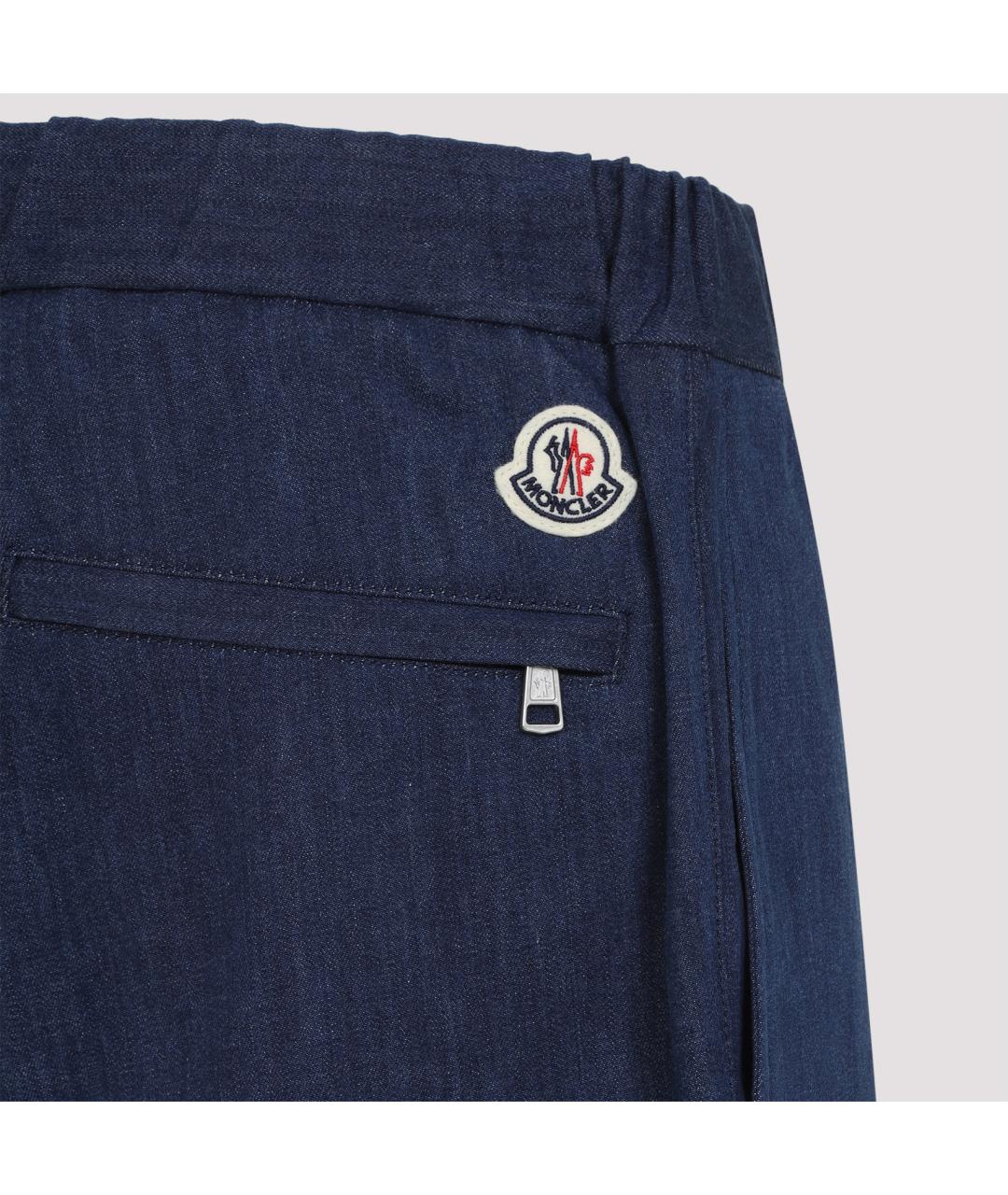 MONCLER Синие хлопковые повседневные брюки, фото 5
