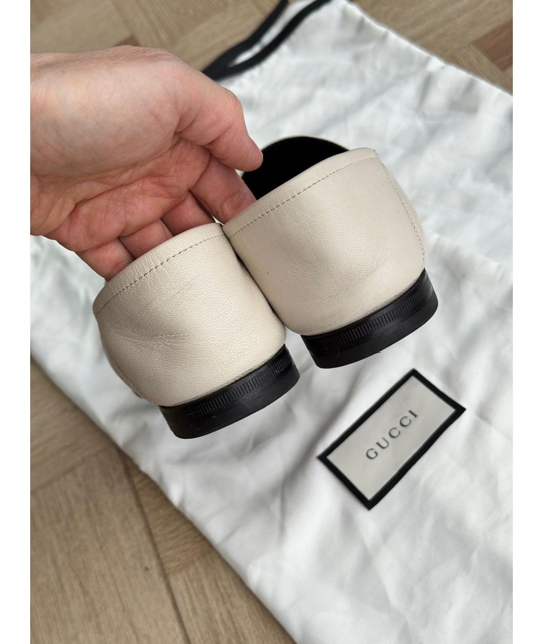 GUCCI Бежевые кожаные лоферы, фото 3