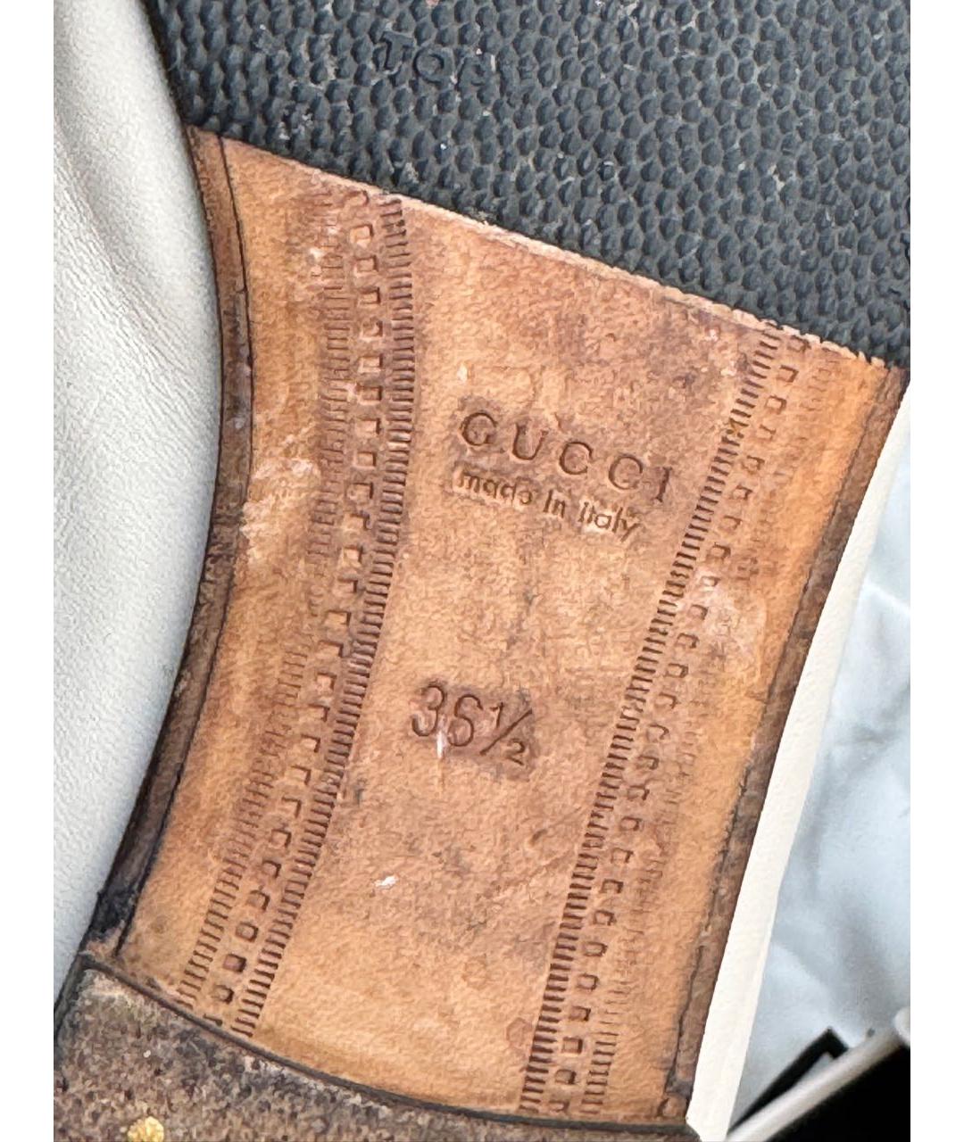 GUCCI Бежевые кожаные лоферы, фото 4