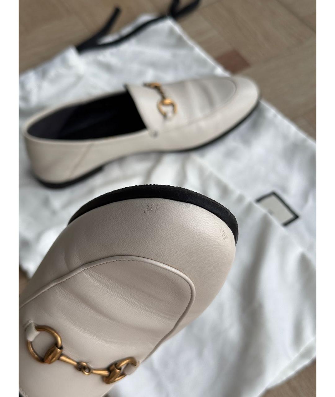 GUCCI Бежевые кожаные лоферы, фото 7