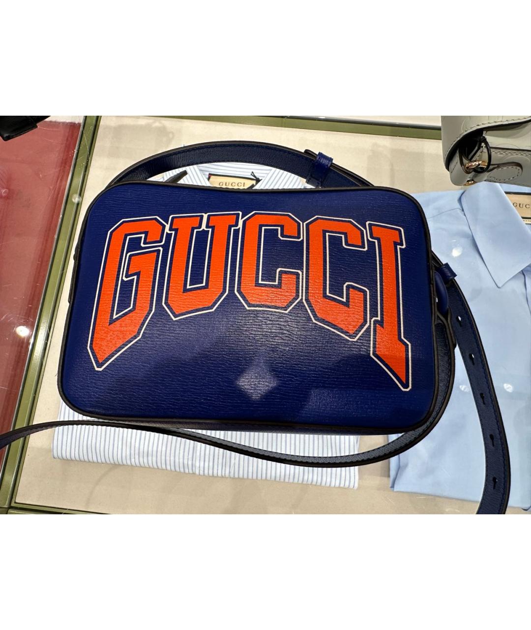 GUCCI Синяя кожаная сумка через плечо, фото 6