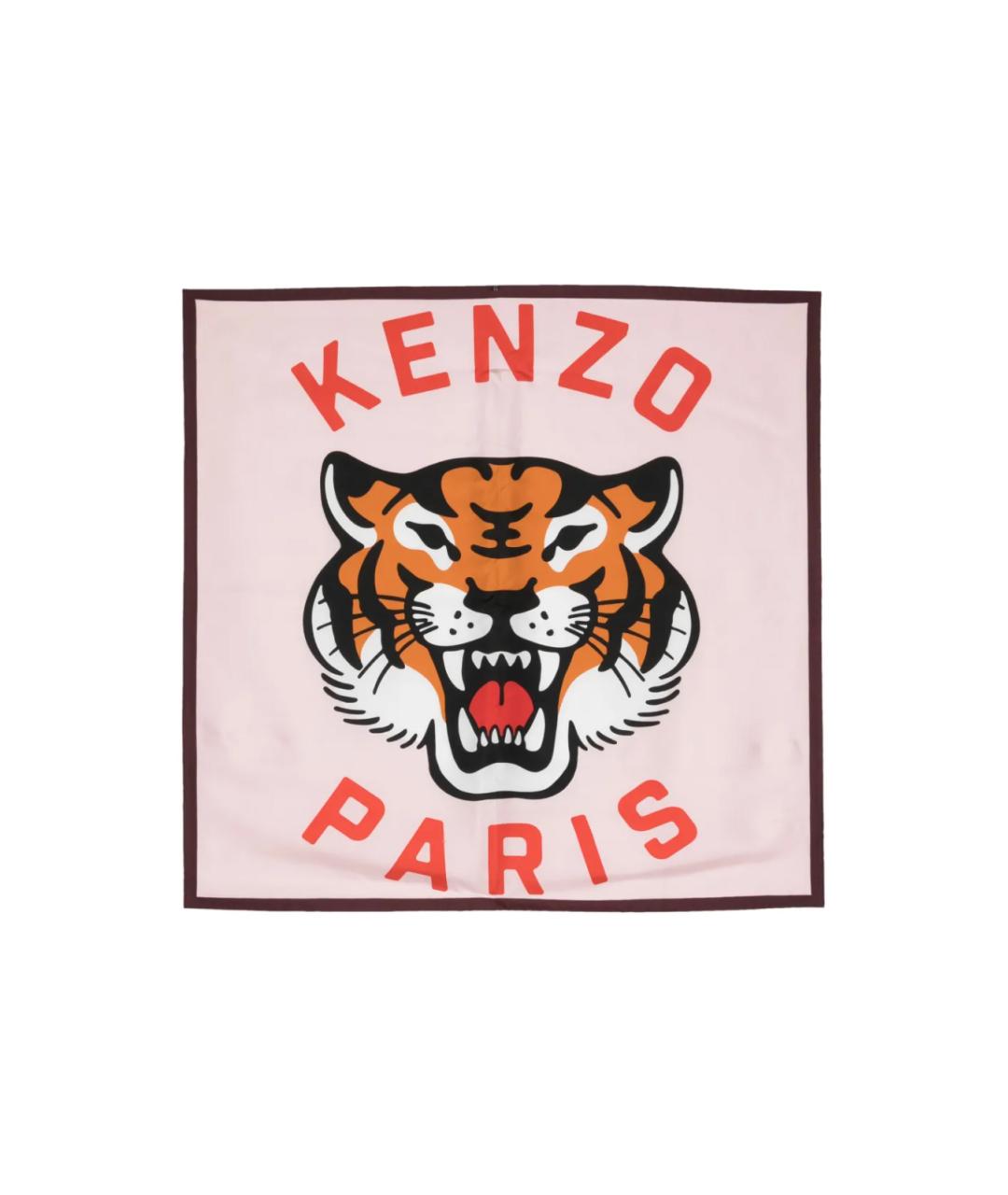 KENZO Розовый шелковый платок, фото 1