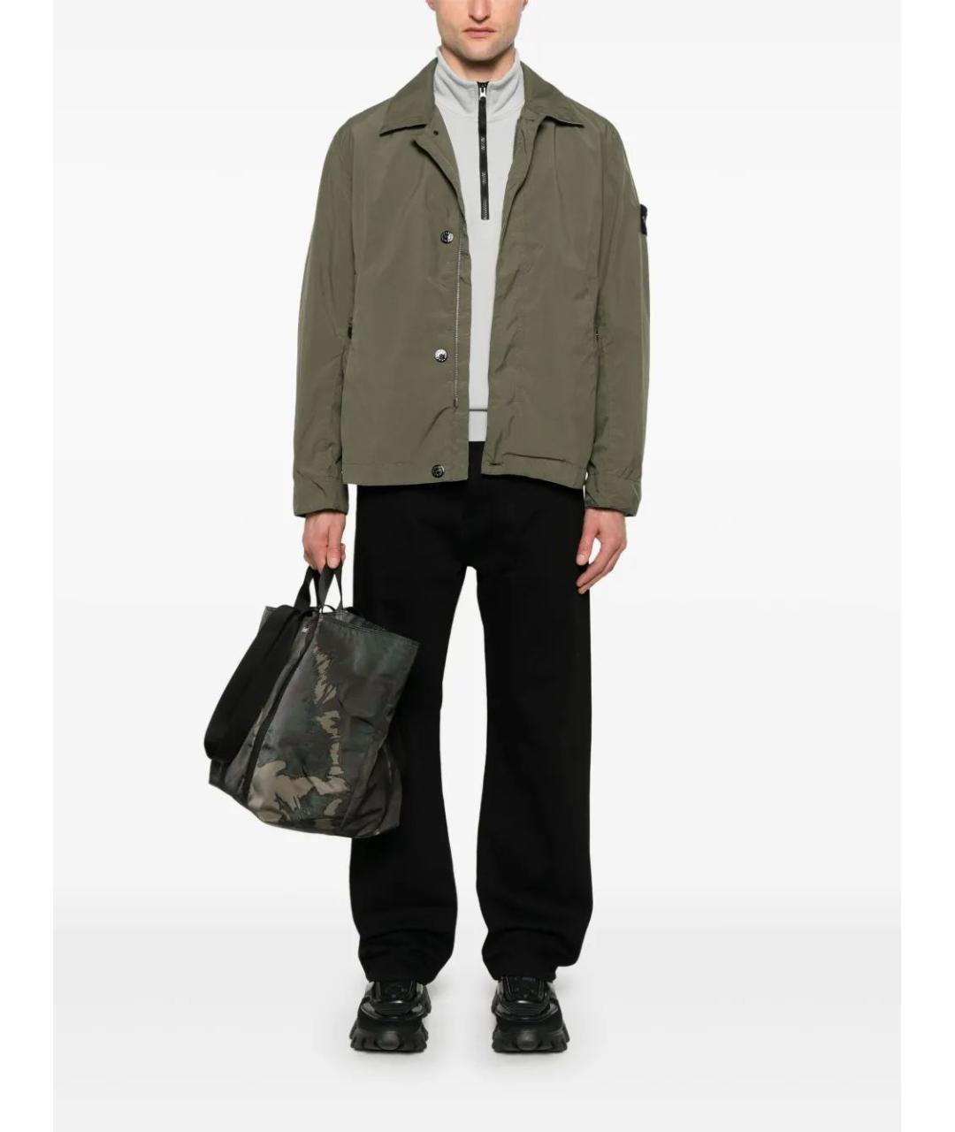 STONE ISLAND Зеленая полиэстеровая куртка, фото 2