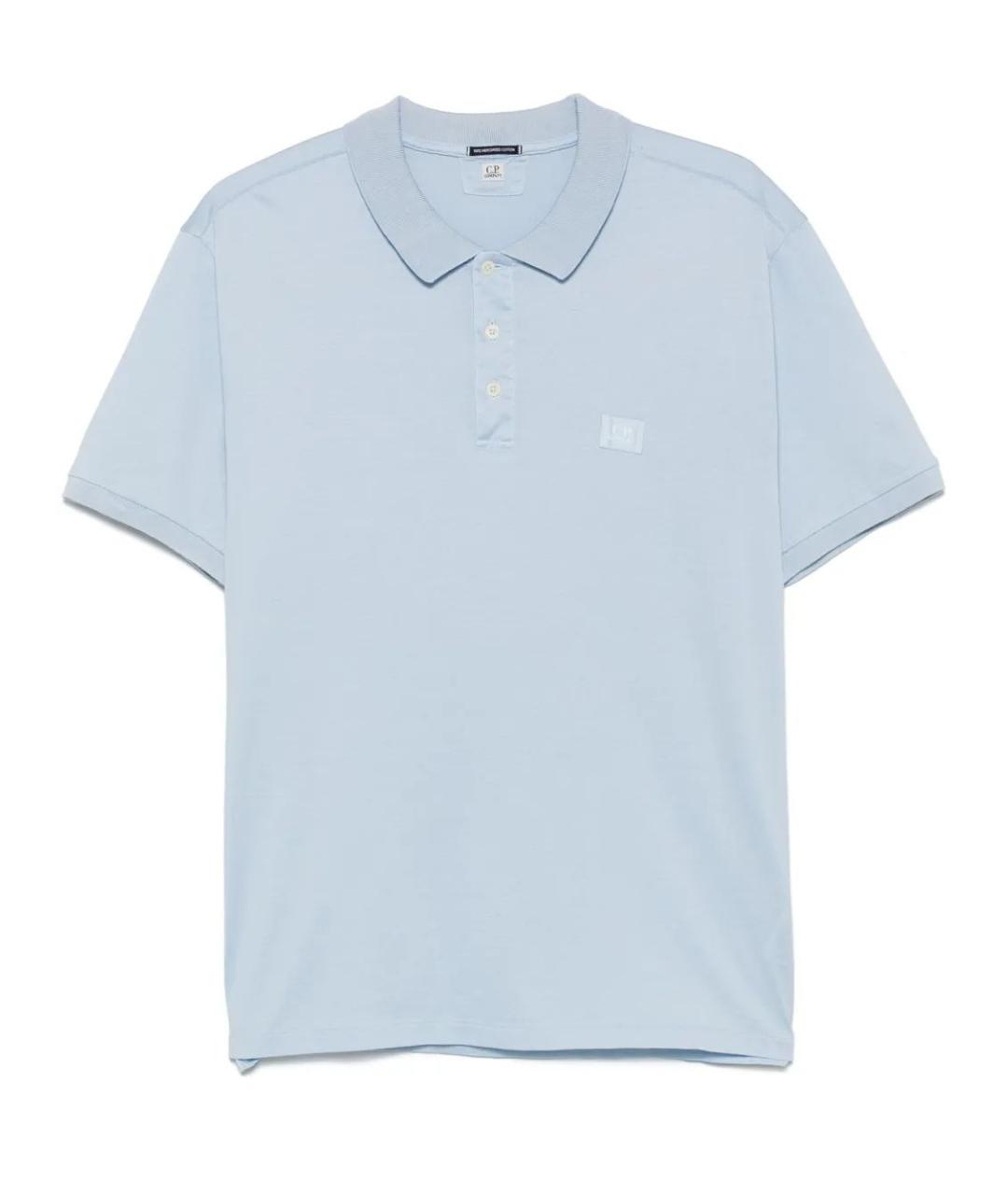CP COMPANY Голубое хлопковое поло с коротким рукавом, фото 1