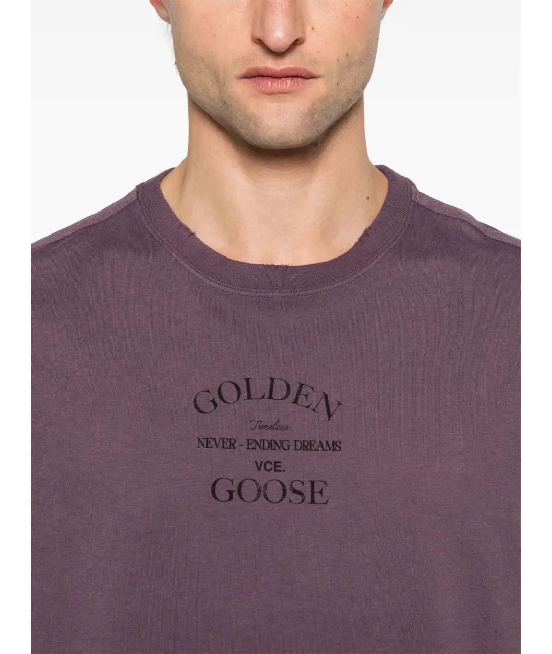GOLDEN GOOSE DELUXE BRAND Фиолетовая хлопковая футболка, фото 4