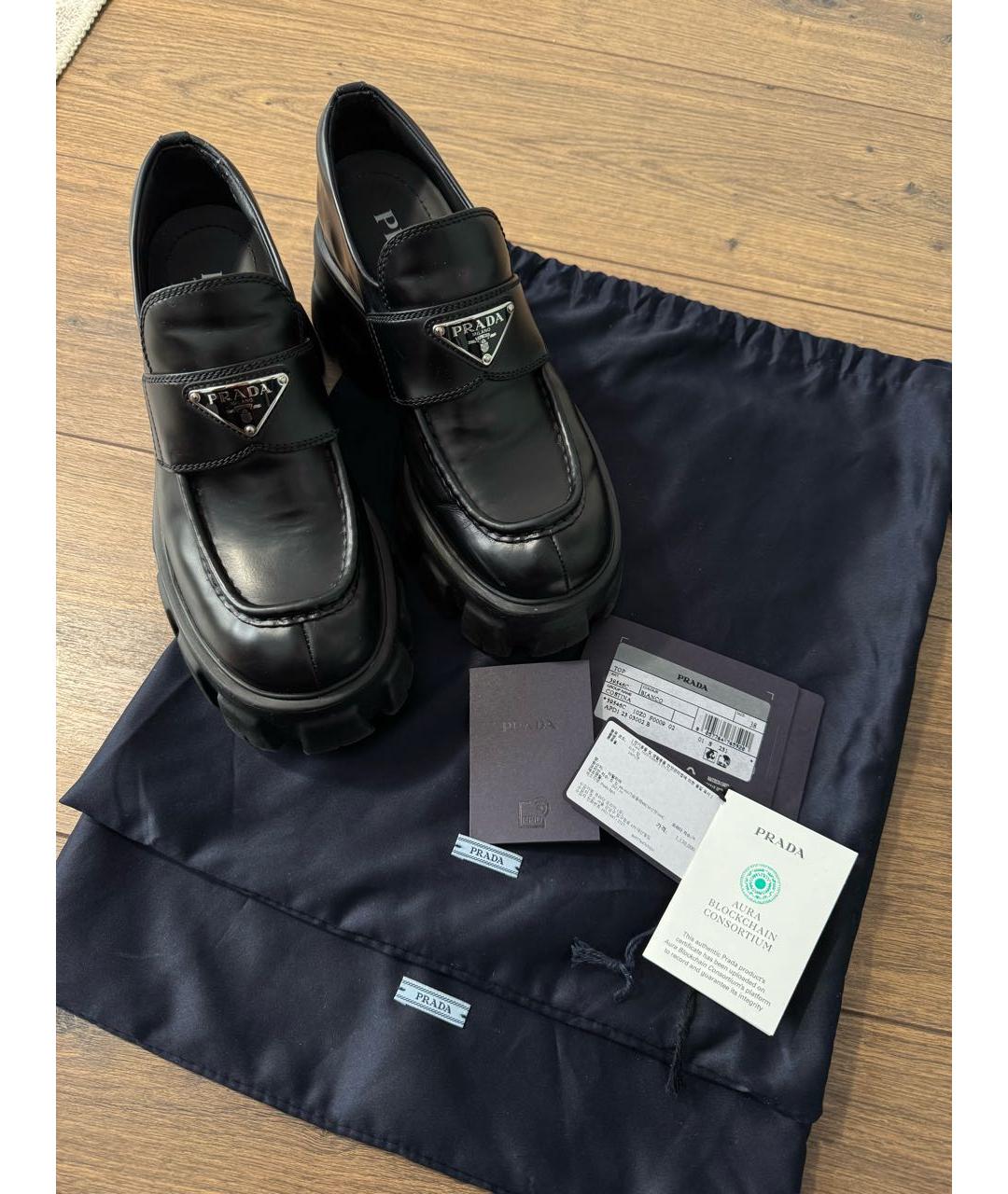 PRADA Черные кожаные лоферы, фото 4