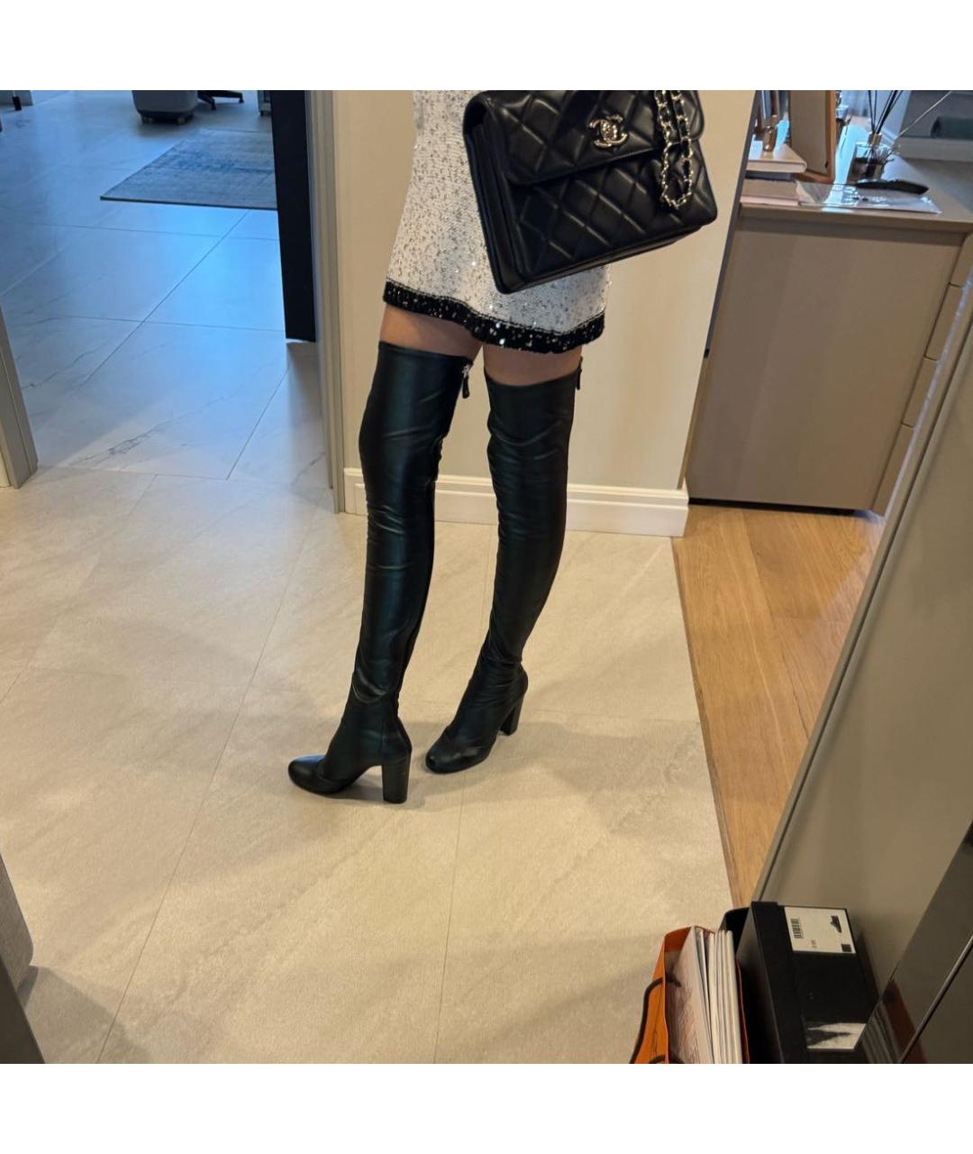 CHANEL Черные кожаные ботфорты, фото 6