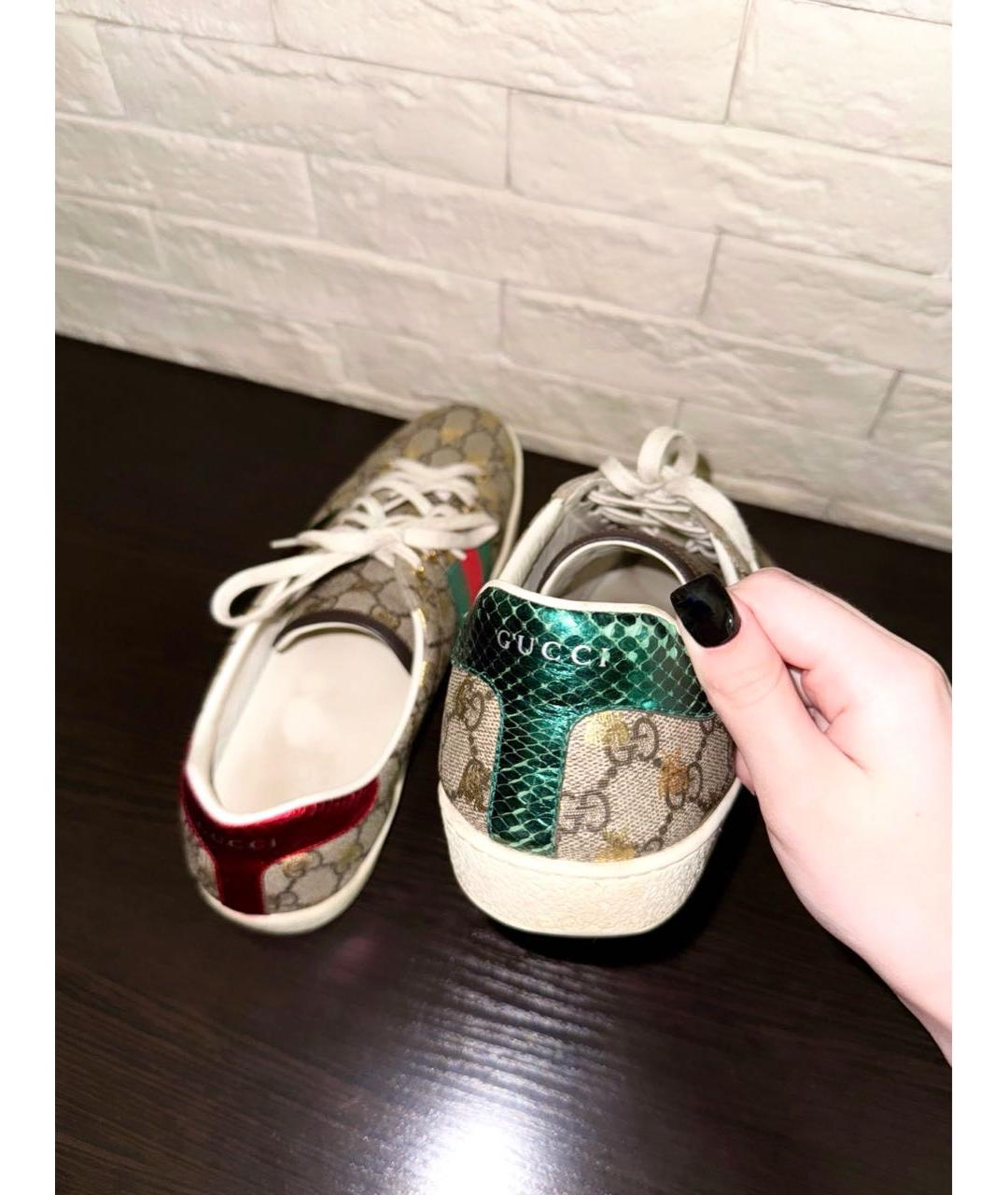GUCCI Бежевые низкие кроссовки / кеды, фото 5