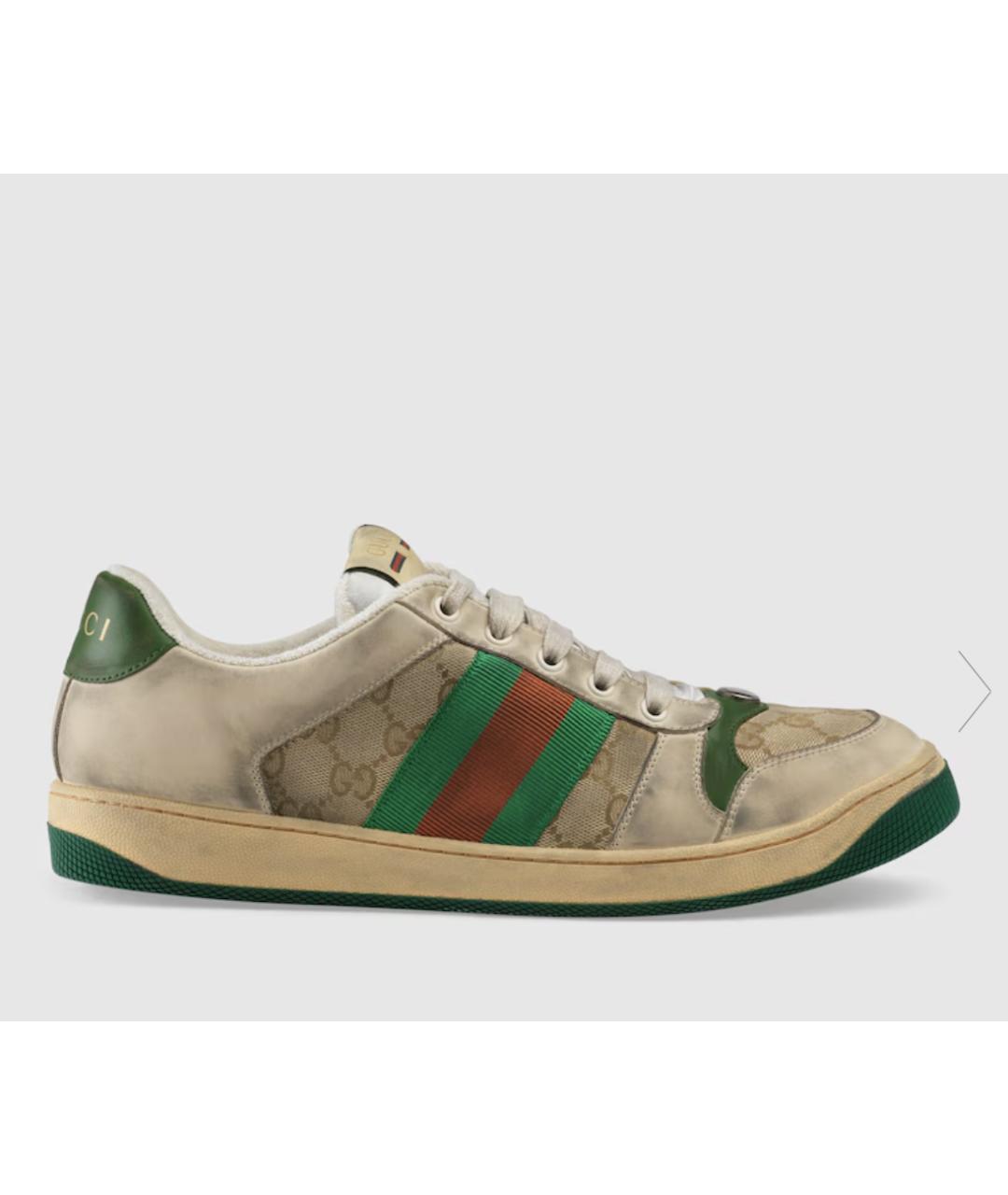 GUCCI Бежевые текстильные низкие кроссовки / кеды, фото 9