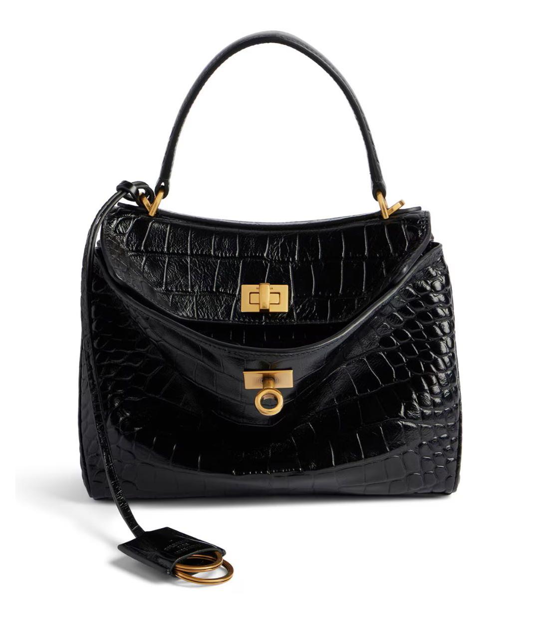 BALENCIAGA Черная кожаная сумка тоут, фото 5