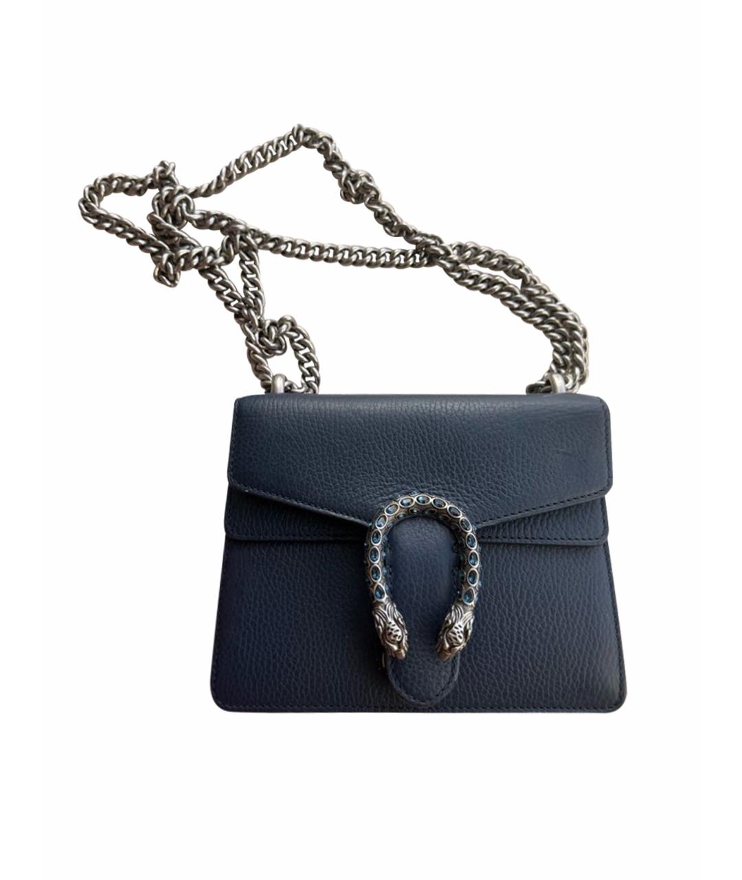 GUCCI Темно-синяя кожаная сумка через плечо, фото 1