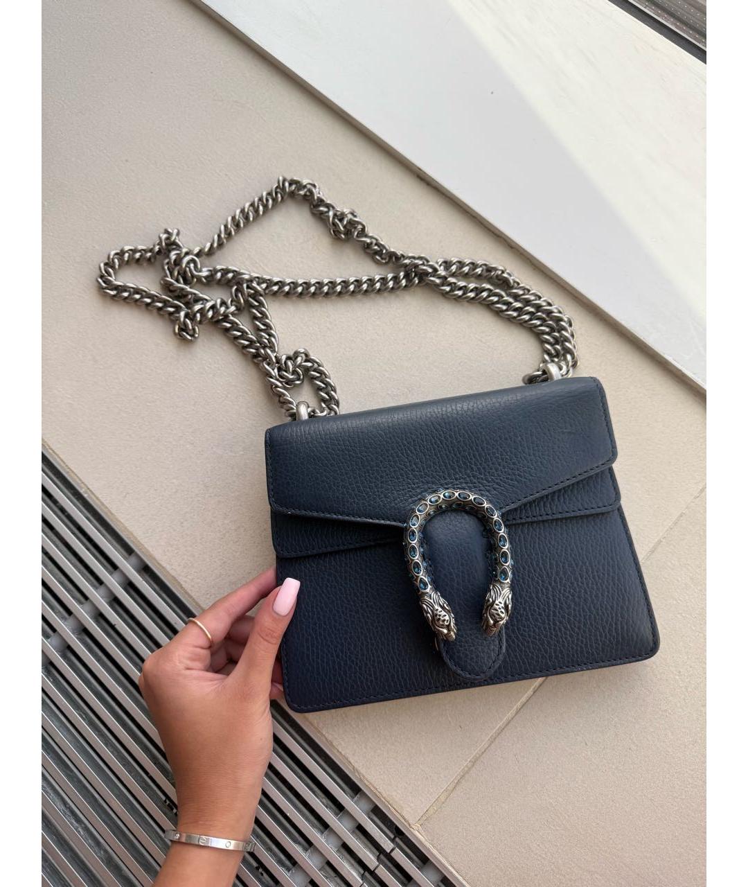 GUCCI Темно-синяя кожаная сумка через плечо, фото 4