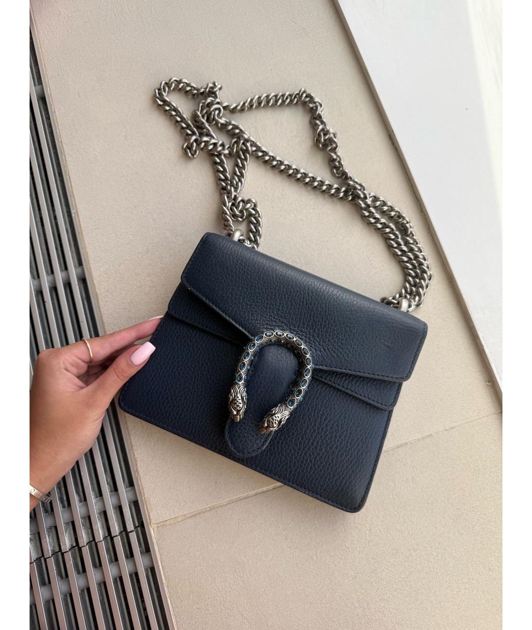 GUCCI Темно-синяя кожаная сумка через плечо, фото 2