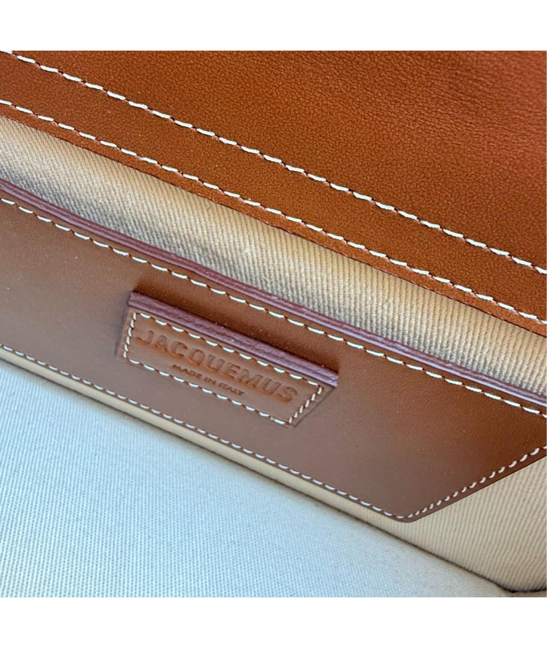 JACQUEMUS Коричневая кожаная сумка с короткими ручками, фото 5