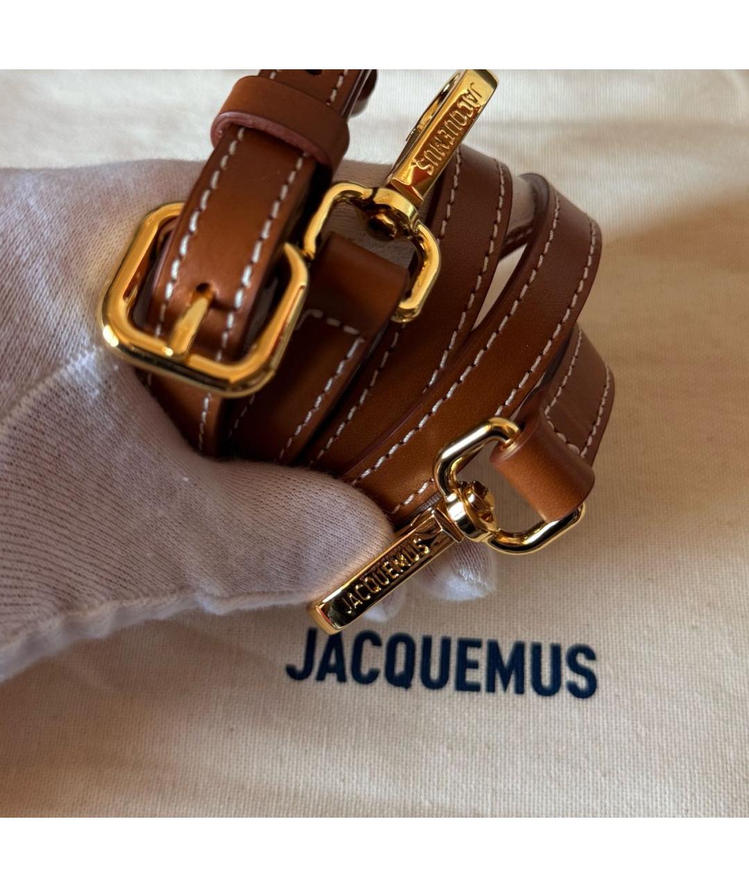 JACQUEMUS Коричневая кожаная сумка с короткими ручками, фото 6