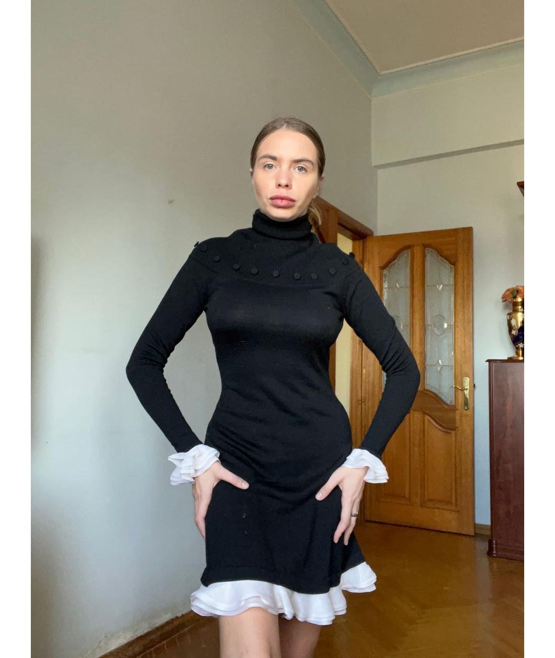 ALEXANDER MCQUEEN Черное шерстяное повседневное платье, фото 2