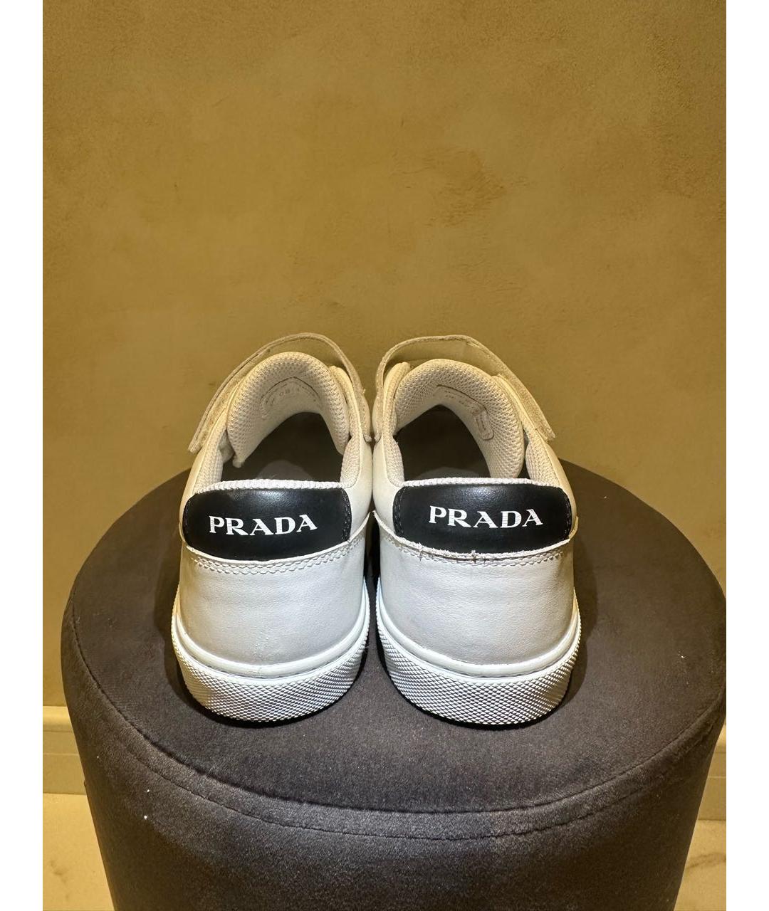 PRADA Белые кожаные кеды, фото 4