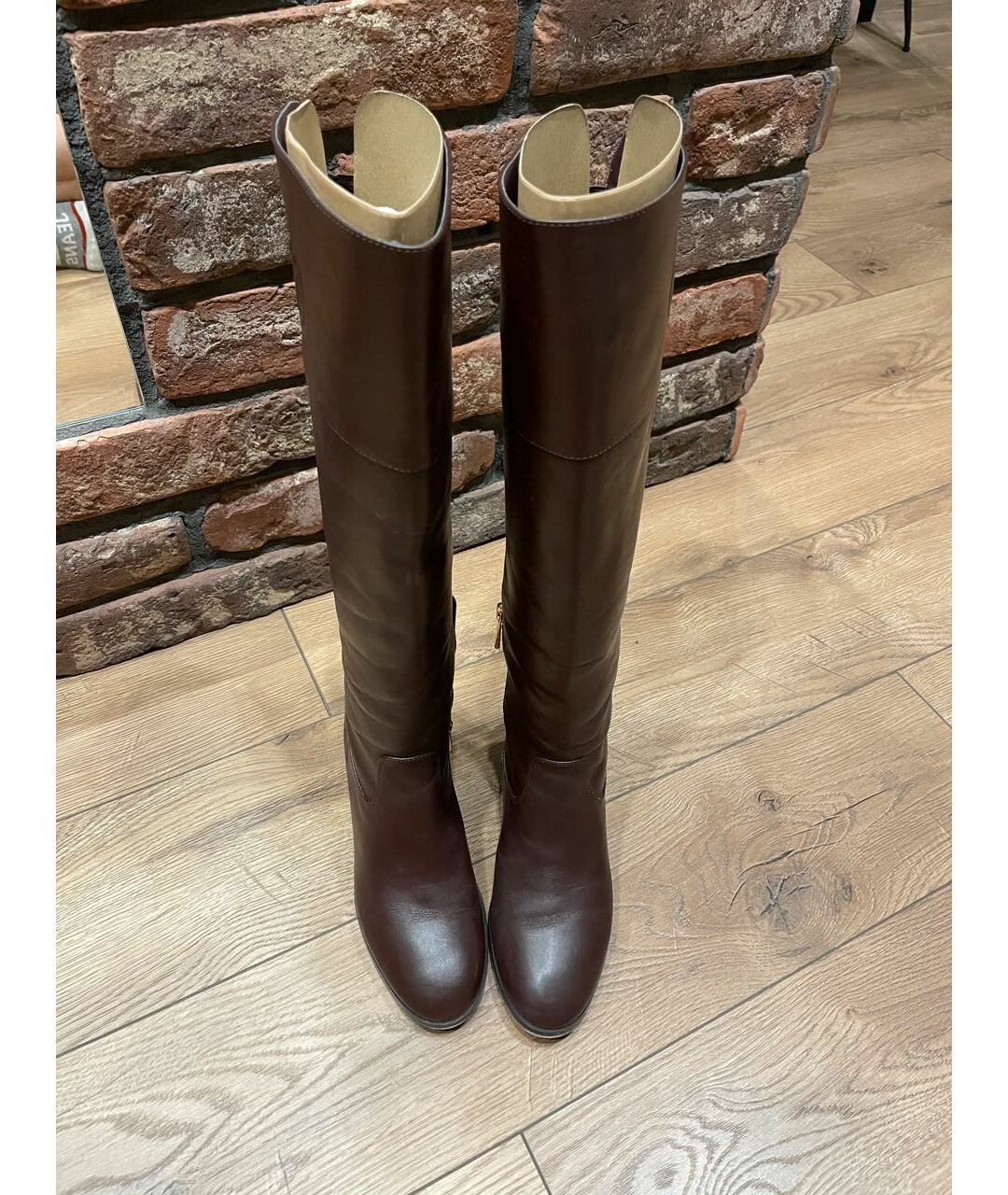 MICHAEL KORS Бордовые кожаные сапоги, фото 5