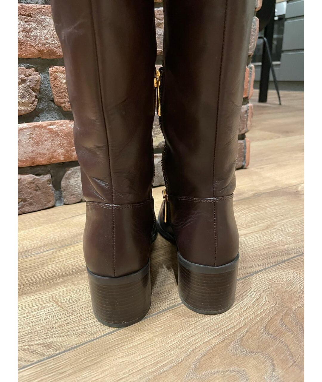 MICHAEL KORS Бордовые кожаные сапоги, фото 4