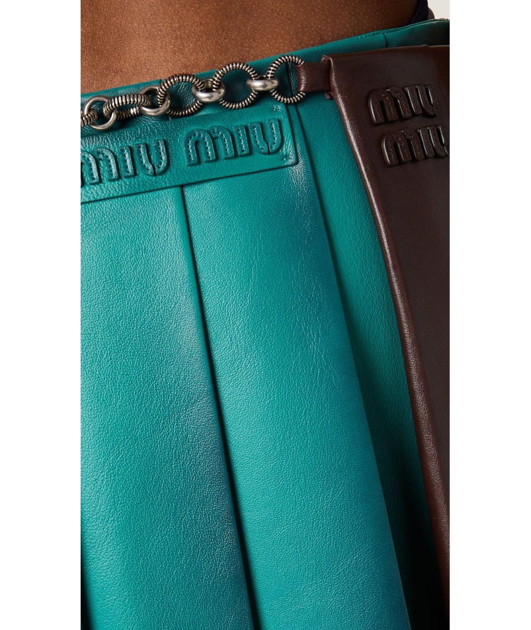 MIU MIU Коричневая кожаная юбка миди, фото 6