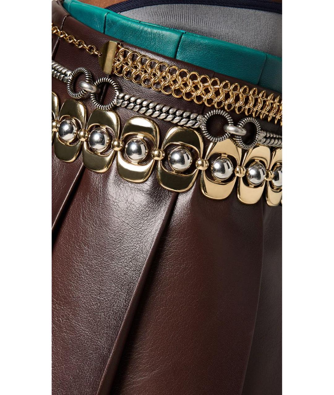 MIU MIU Коричневая кожаная юбка миди, фото 4