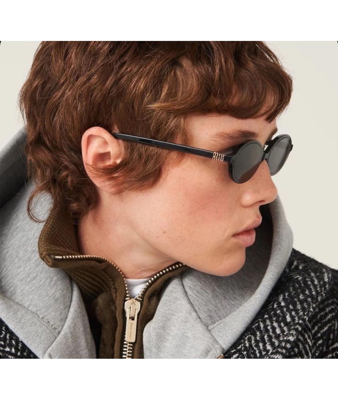 MIU MIU Черные деревянные солнцезащитные очки, фото 4