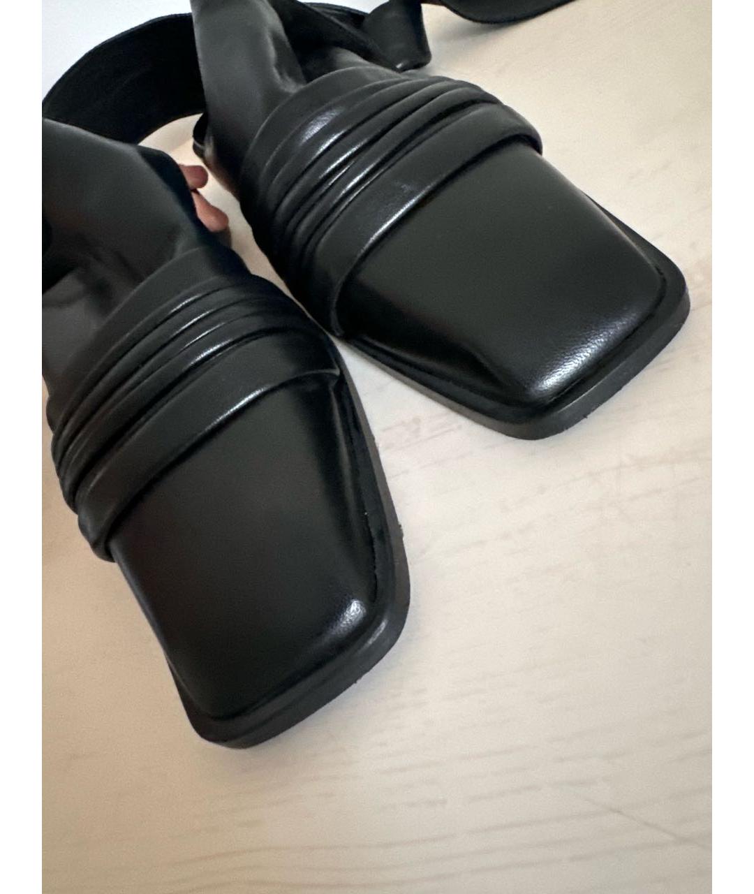 NINA RICCI Черные кожаные лодочки на низком каблуке, фото 8