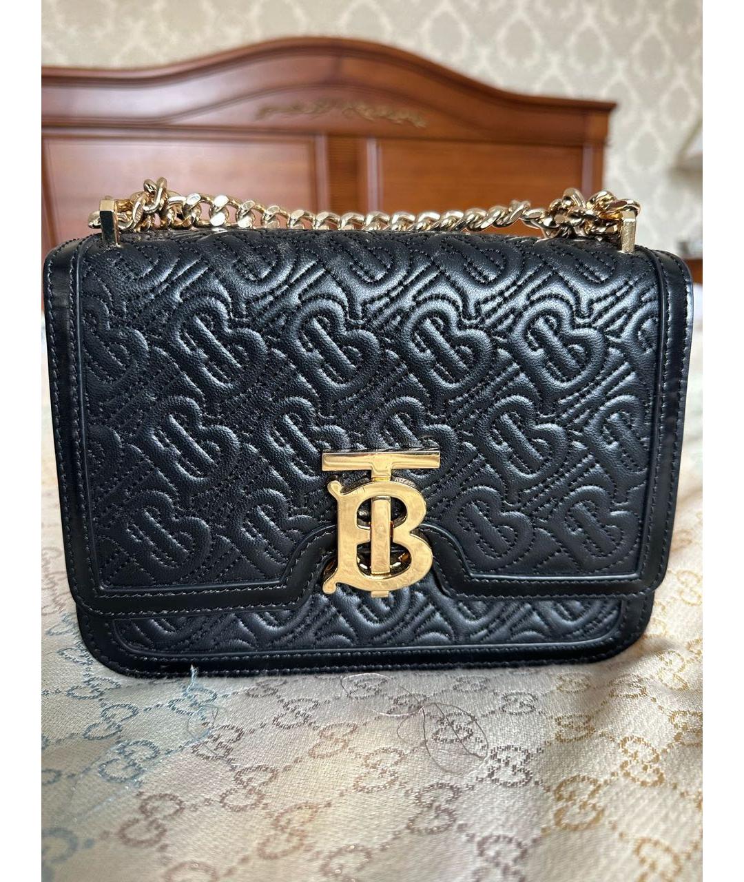 BURBERRY Черная кожаная сумка через плечо, фото 5