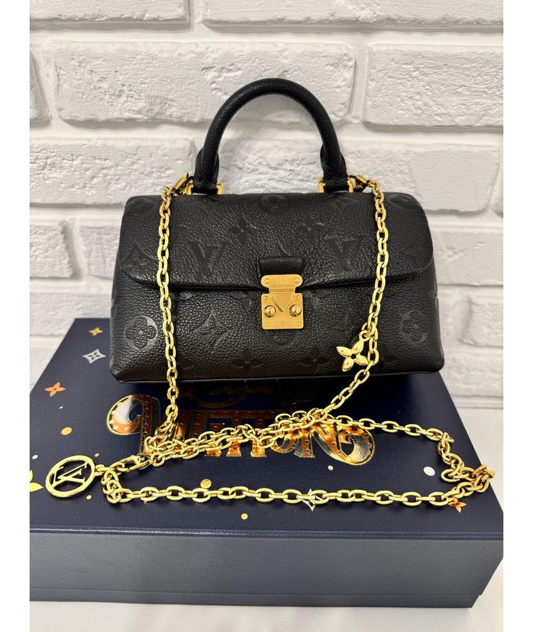 LOUIS VUITTON Черная кожаная сумка с короткими ручками, фото 5