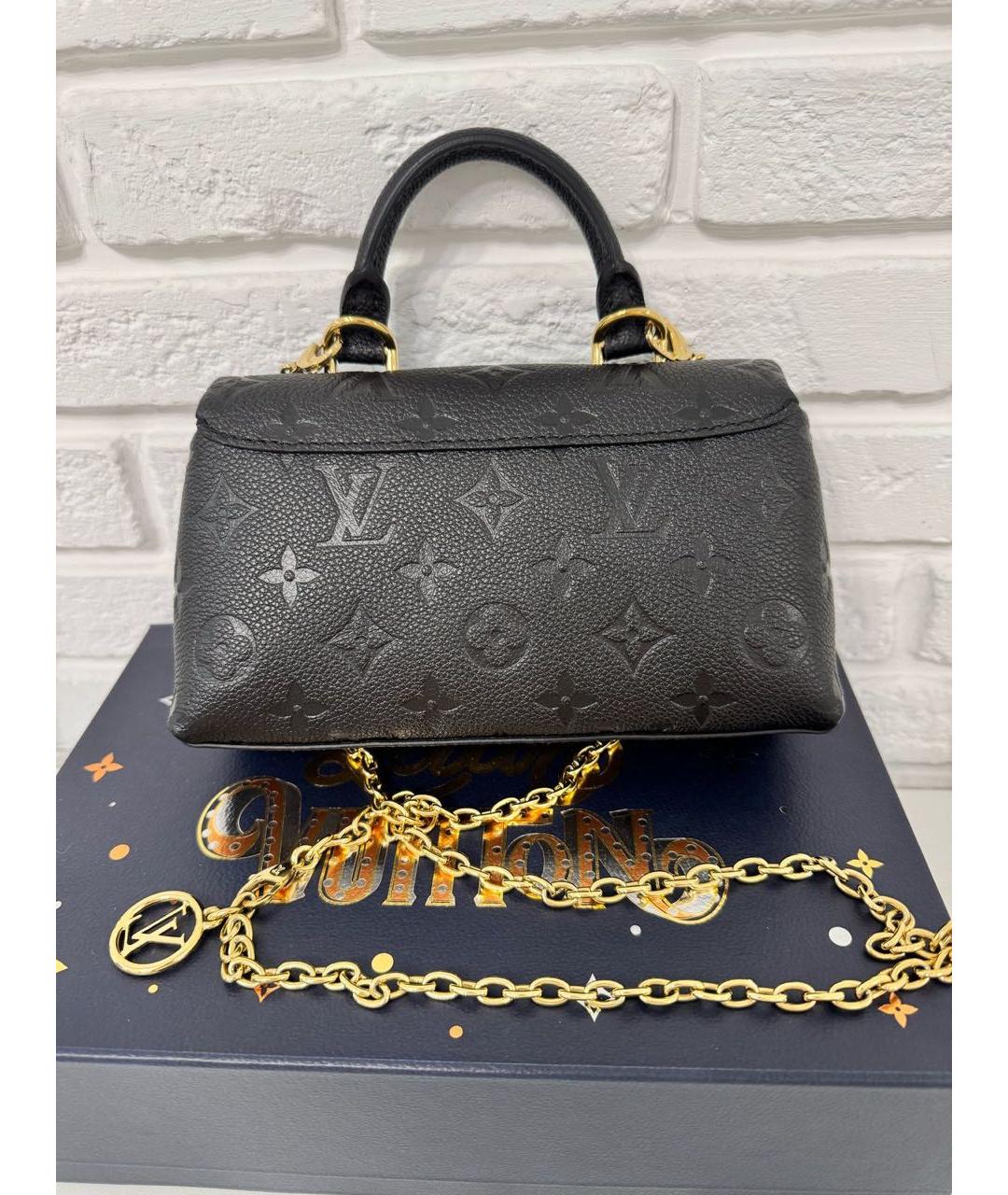 LOUIS VUITTON Черная кожаная сумка с короткими ручками, фото 2