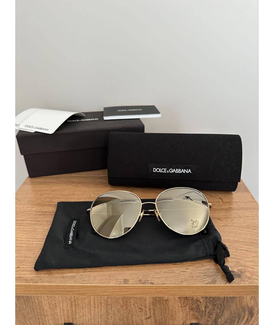 DOLCE&GABBANA Золотые металлические солнцезащитные очки, фото 4