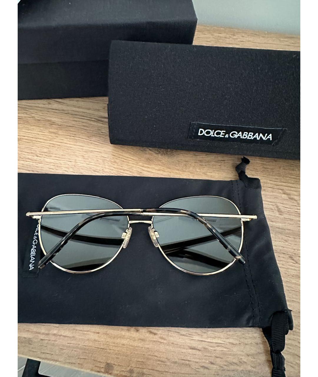 DOLCE&GABBANA Золотые металлические солнцезащитные очки, фото 5