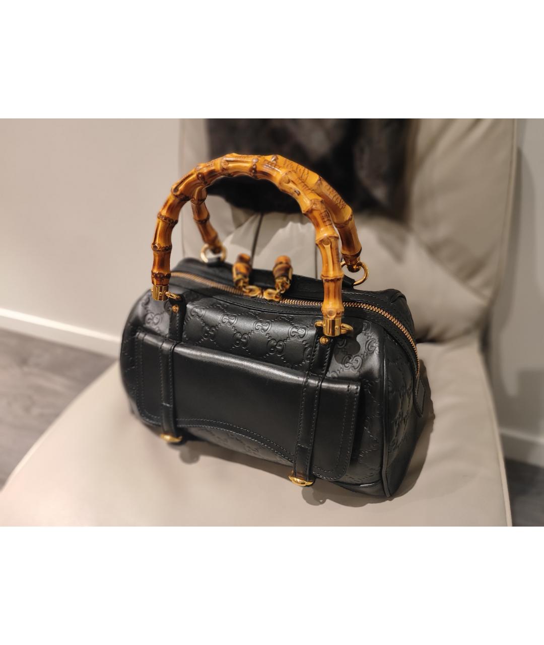 GUCCI Черная кожаная сумка с короткими ручками, фото 7