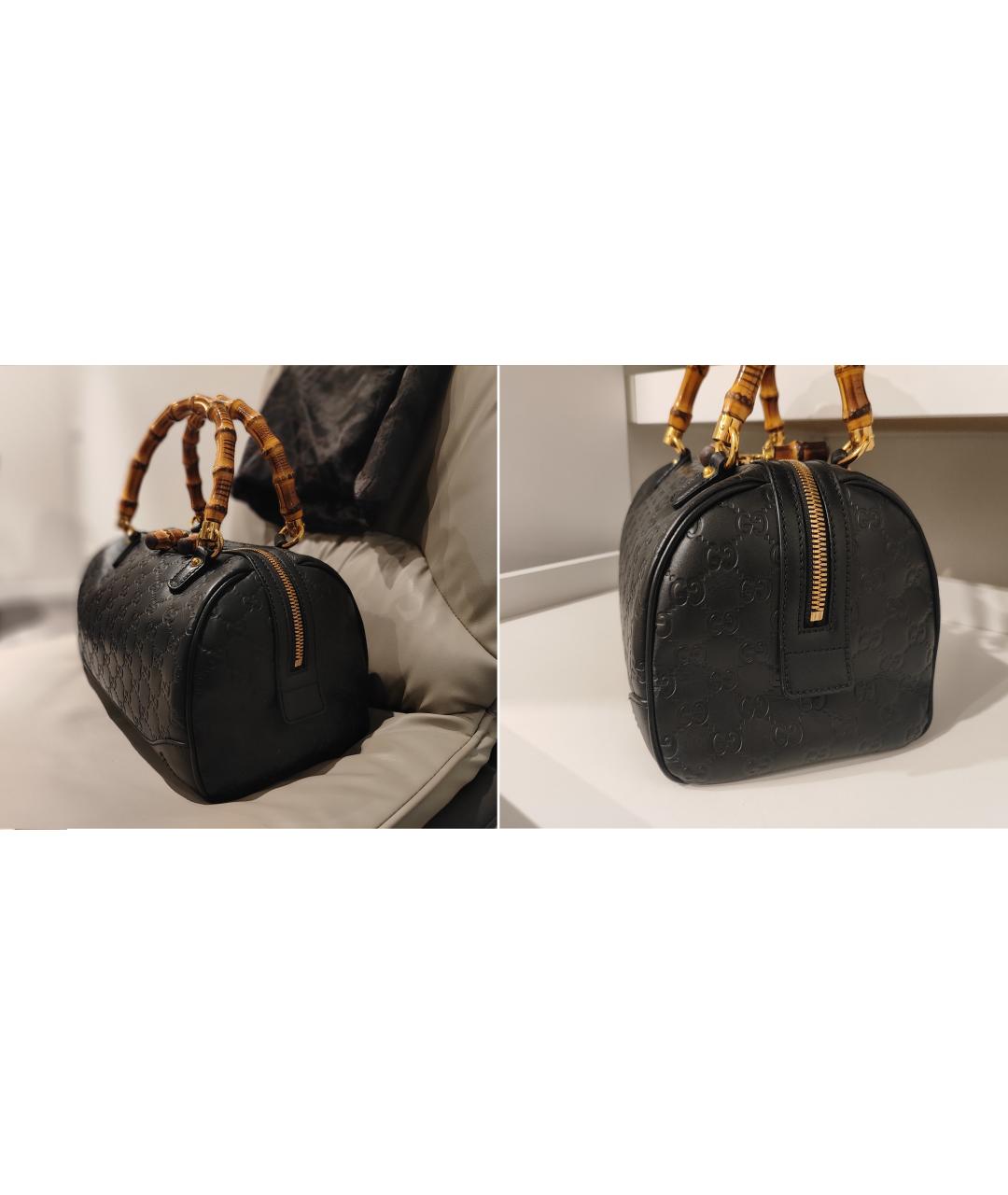 GUCCI Черная кожаная сумка с короткими ручками, фото 6