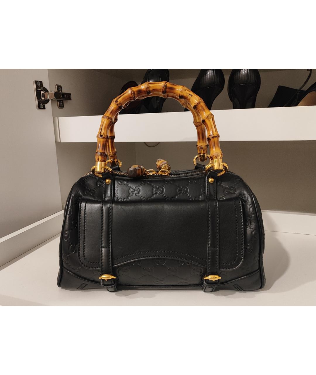 GUCCI Черная кожаная сумка с короткими ручками, фото 10