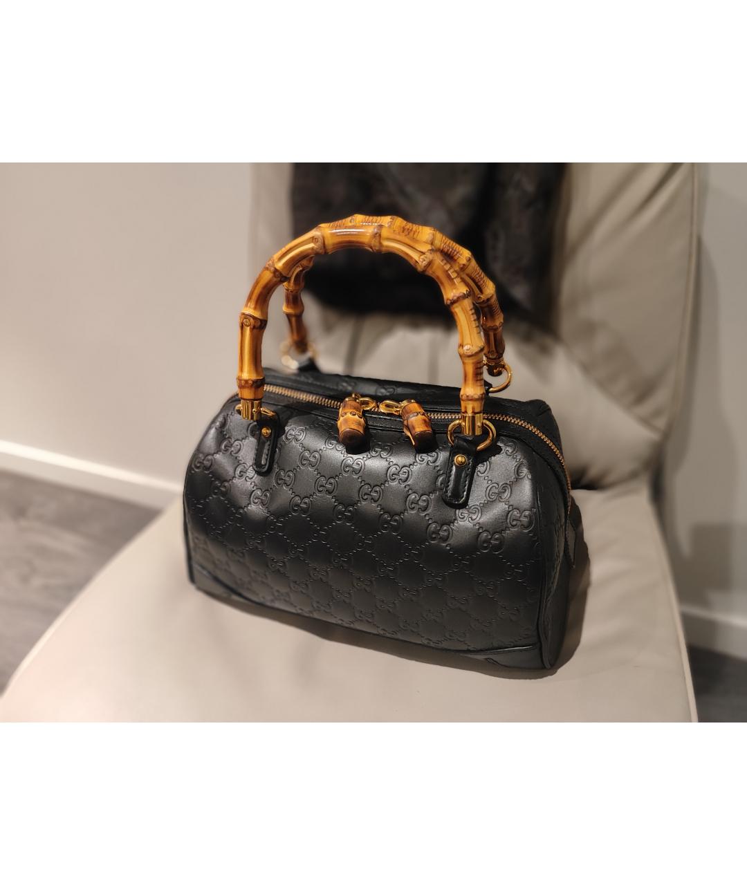 GUCCI Черная кожаная сумка с короткими ручками, фото 5