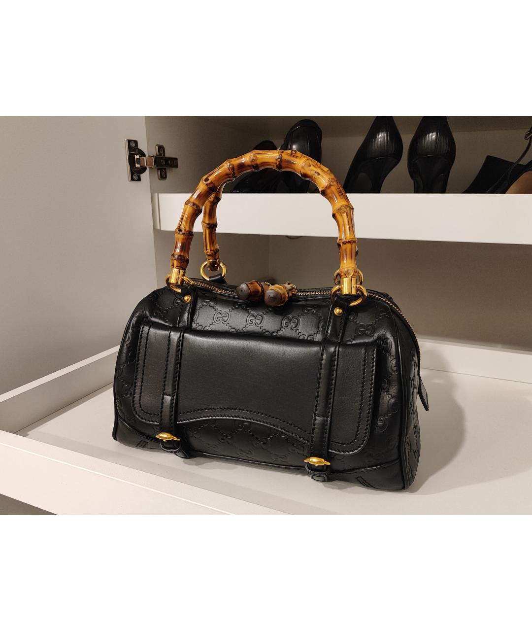 GUCCI Черная кожаная сумка с короткими ручками, фото 3