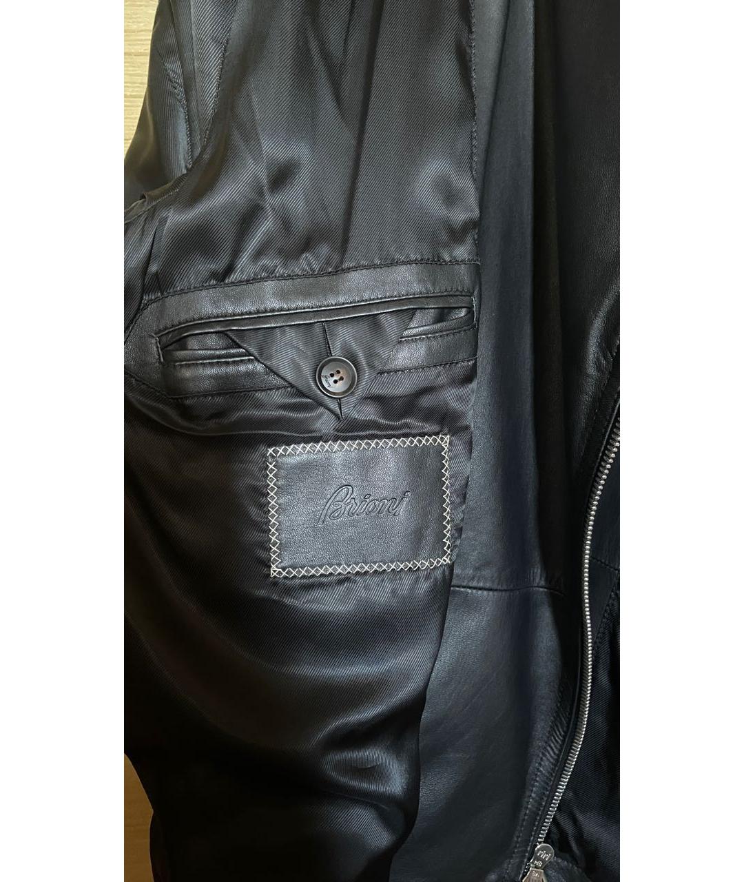 BRIONI Черная кожаная куртка, фото 4