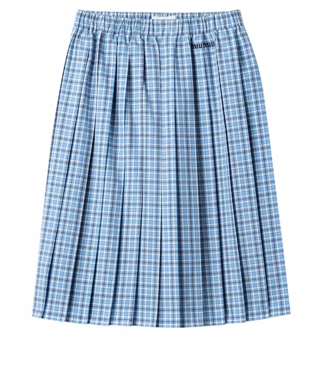 MIU MIU Голубая хлопковая юбка миди, фото 1